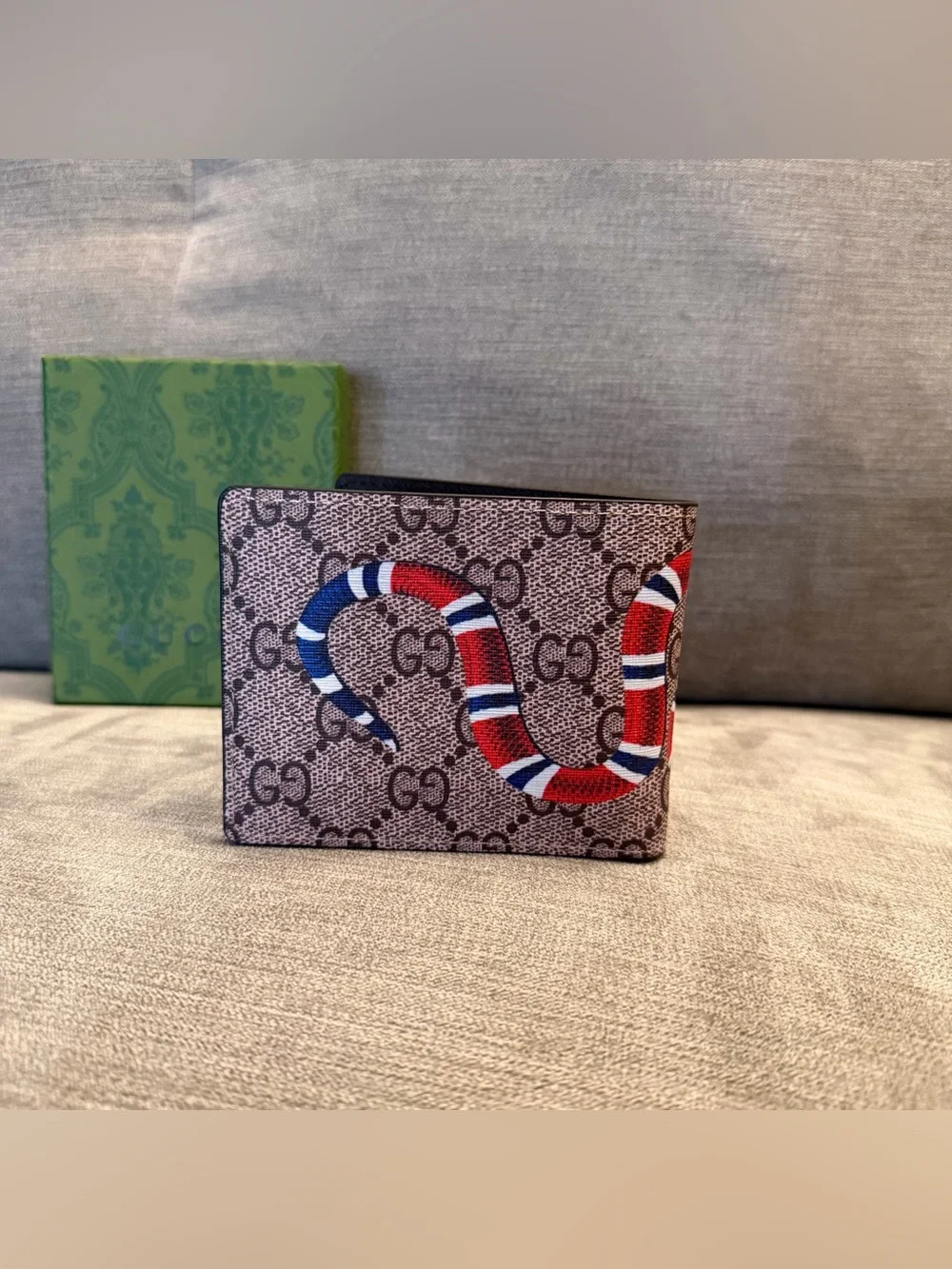 Gucci GG Supreme Snake Bi-Fold Wallet Men